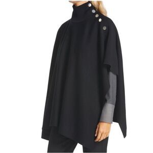 BOSS Blue Landara Turtleneck Wool Poncho New Size One Size Fits Most